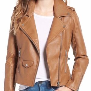 Blank NYC Easy Rider Moto Jacket‎ Size Large Cognac Color